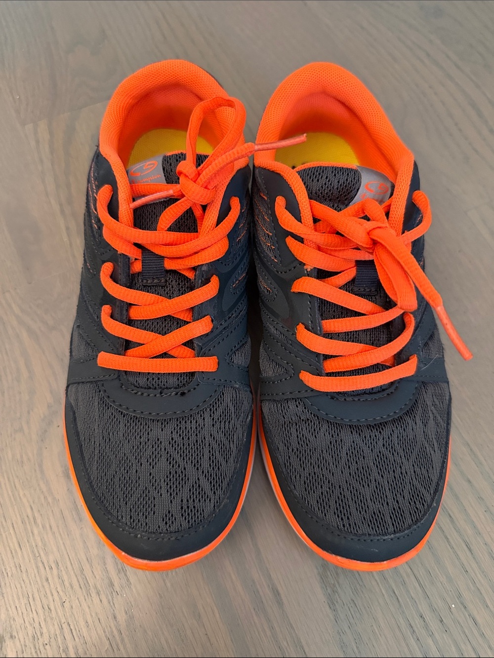 Kids gray and Bright Orange Athletic Sneakers